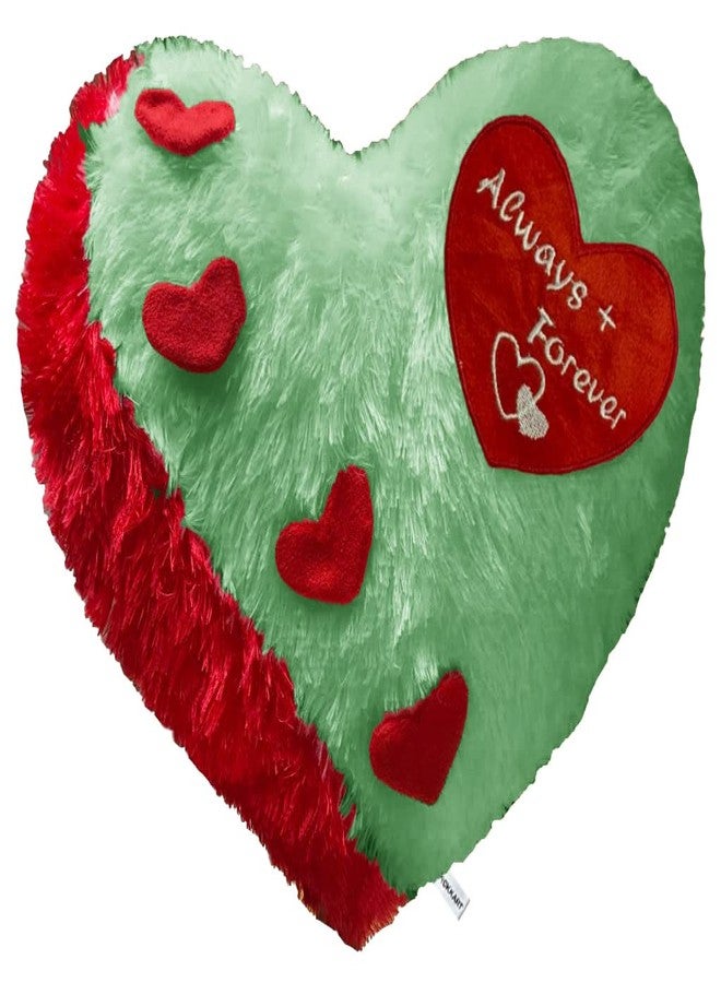 PICKKART Love Cushion Pillow Heart Shape, Always + Forever Embroidered Quote (Light Green)